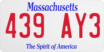 MA license plate 439AY3