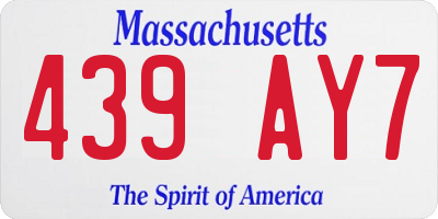MA license plate 439AY7