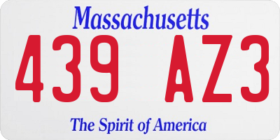 MA license plate 439AZ3