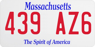 MA license plate 439AZ6