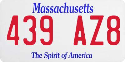 MA license plate 439AZ8