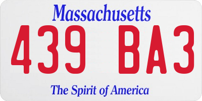 MA license plate 439BA3