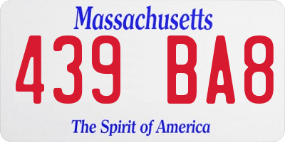 MA license plate 439BA8