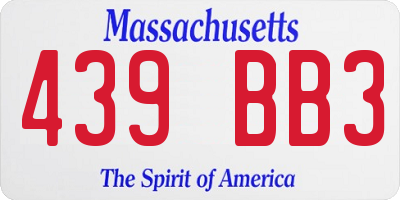 MA license plate 439BB3