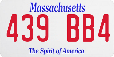 MA license plate 439BB4