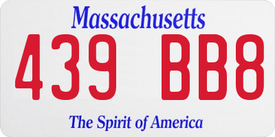 MA license plate 439BB8