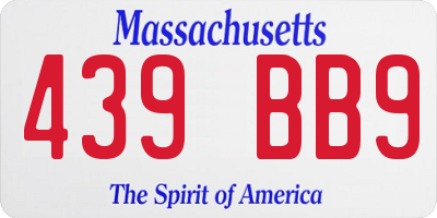 MA license plate 439BB9