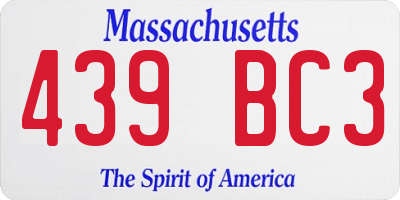 MA license plate 439BC3