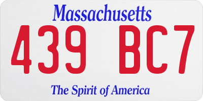MA license plate 439BC7