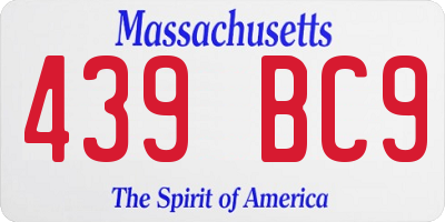 MA license plate 439BC9