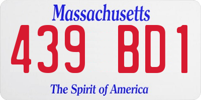 MA license plate 439BD1