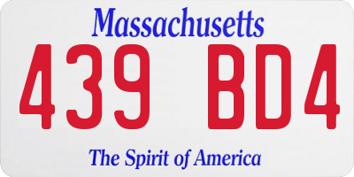 MA license plate 439BD4