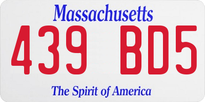 MA license plate 439BD5