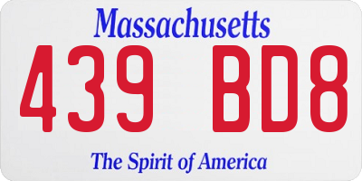 MA license plate 439BD8