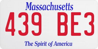 MA license plate 439BE3