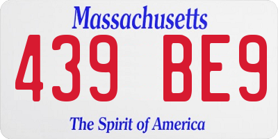 MA license plate 439BE9
