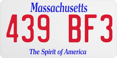 MA license plate 439BF3
