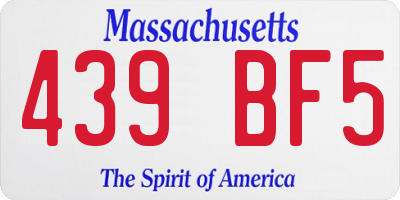 MA license plate 439BF5