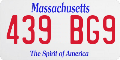 MA license plate 439BG9