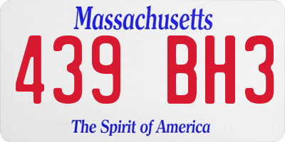 MA license plate 439BH3