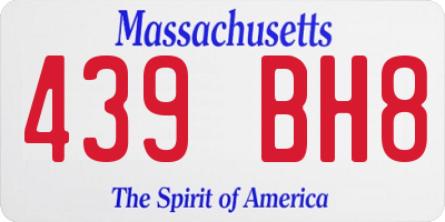 MA license plate 439BH8