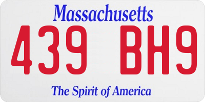 MA license plate 439BH9