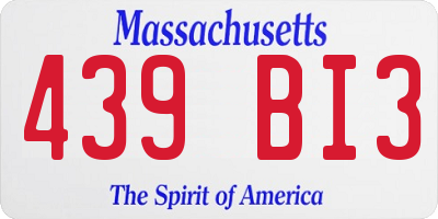 MA license plate 439BI3