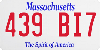 MA license plate 439BI7