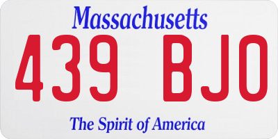 MA license plate 439BJ0
