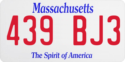 MA license plate 439BJ3