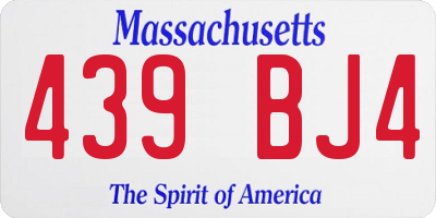 MA license plate 439BJ4