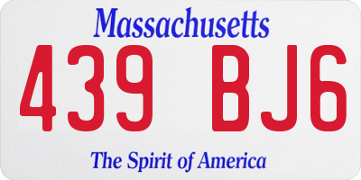 MA license plate 439BJ6