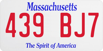 MA license plate 439BJ7