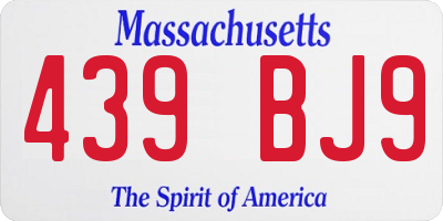 MA license plate 439BJ9