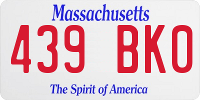 MA license plate 439BK0
