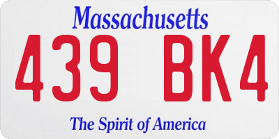 MA license plate 439BK4