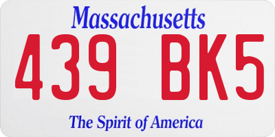 MA license plate 439BK5