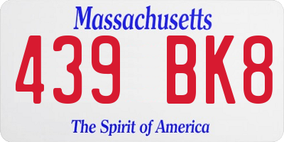 MA license plate 439BK8