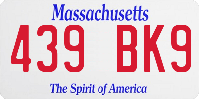 MA license plate 439BK9