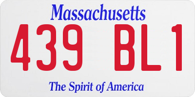 MA license plate 439BL1