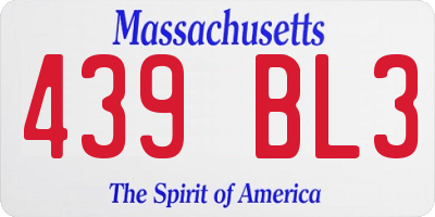 MA license plate 439BL3