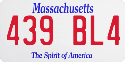 MA license plate 439BL4