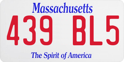 MA license plate 439BL5