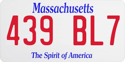 MA license plate 439BL7