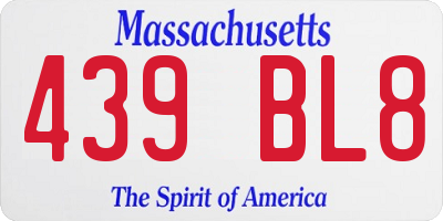 MA license plate 439BL8