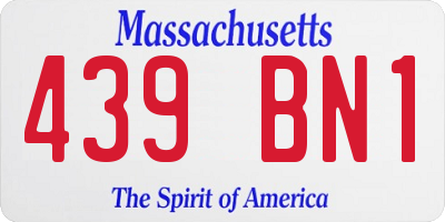 MA license plate 439BN1