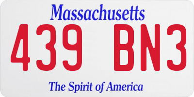 MA license plate 439BN3
