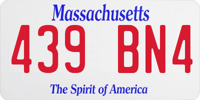 MA license plate 439BN4