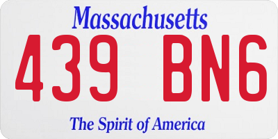 MA license plate 439BN6