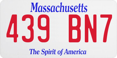 MA license plate 439BN7